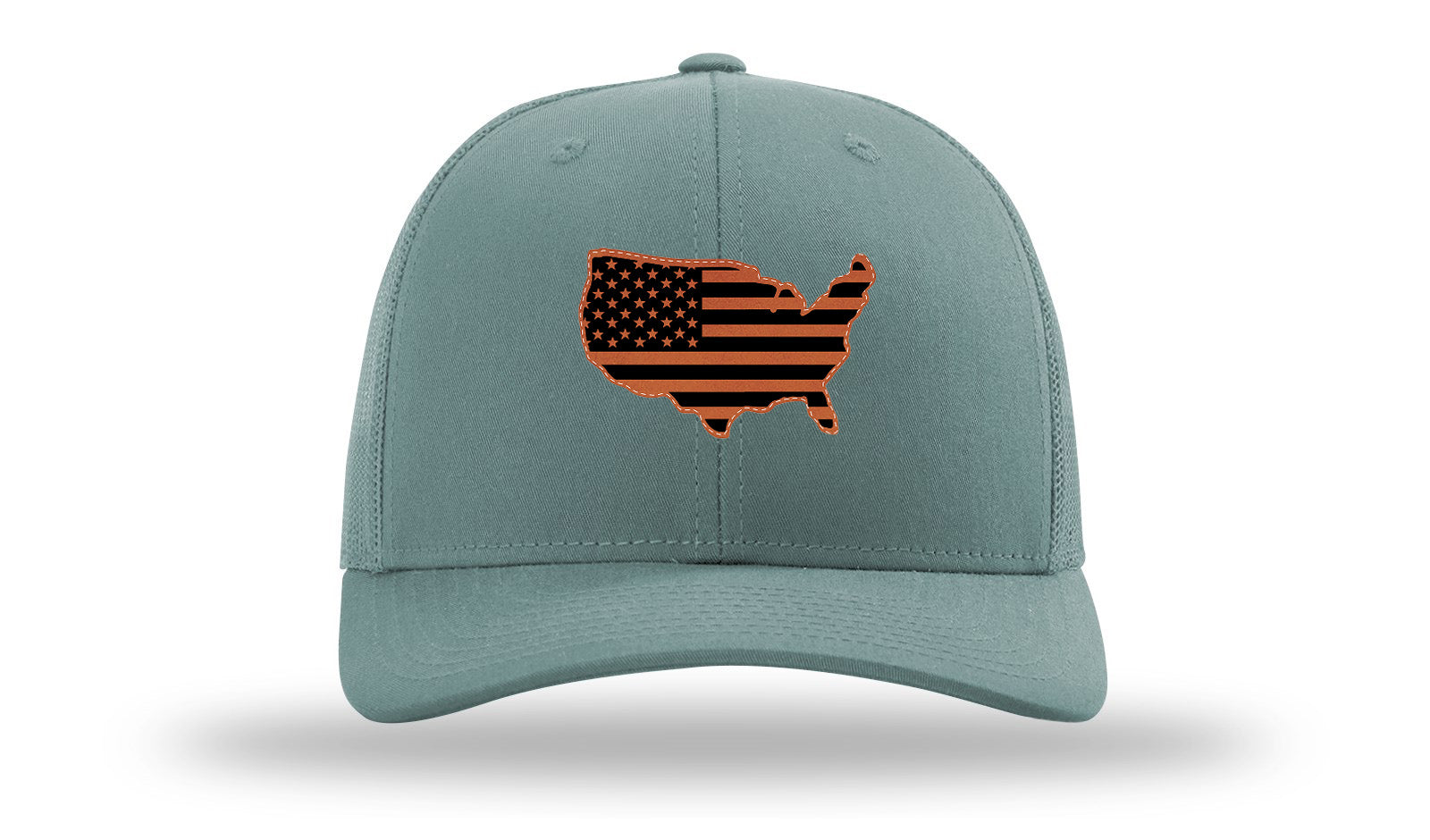 USA Flag Cutout Leather Patch Richardson 112 Hat-Smoke Blue