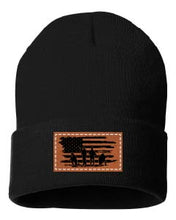 Load image into Gallery viewer, Vet Flag Leather Patch Cuffed Beanie
