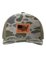 Load image into Gallery viewer, Home Of The Free Leather Patch Richardson 112 Duck Camo Hat
