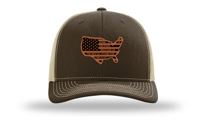 Home Of The Free Cutout Leather Patch Richardson 112 Hat-Brown / Khaki