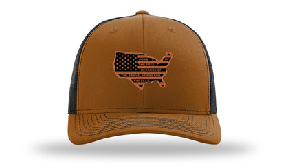 Home Of The Free Cutout Leather Patch Richardson 112 Hat-Caramel / Black