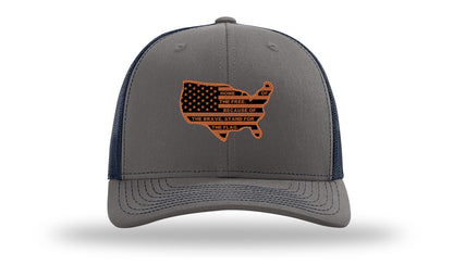 Home Of The Free Cutout Leather Patch Richardson 112 Hat-Charcoal / Navy