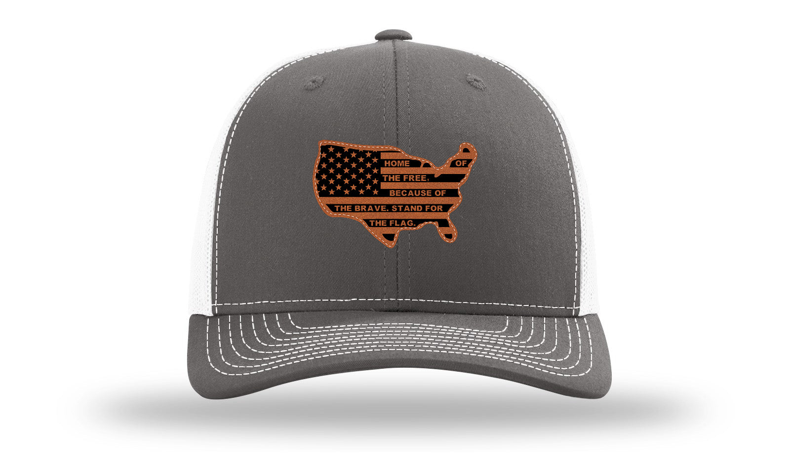 Home Of The Free Cutout Leather Patch Richardson 112 Hat-Charcoal / White