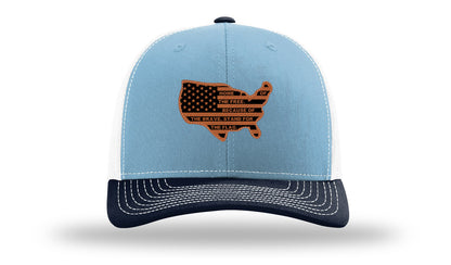 Home Of The Free Cutout Leather Patch Richardson 112 Hat-Columbia Blue / White / Navy