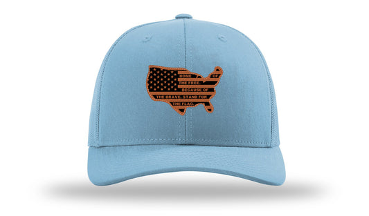 Home Of The Free Cutout Leather Patch Richardson 112 Hat-Columbia Blue