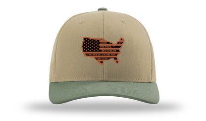 Home Of The Free Cutout Leather Patch Richardson 112 Hat-Khaki / Loden - CMB
