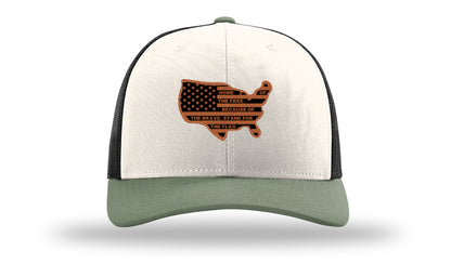 Home Of The Free Cutout Leather Patch Richardson 112 Hat-Cream / Black / Loden