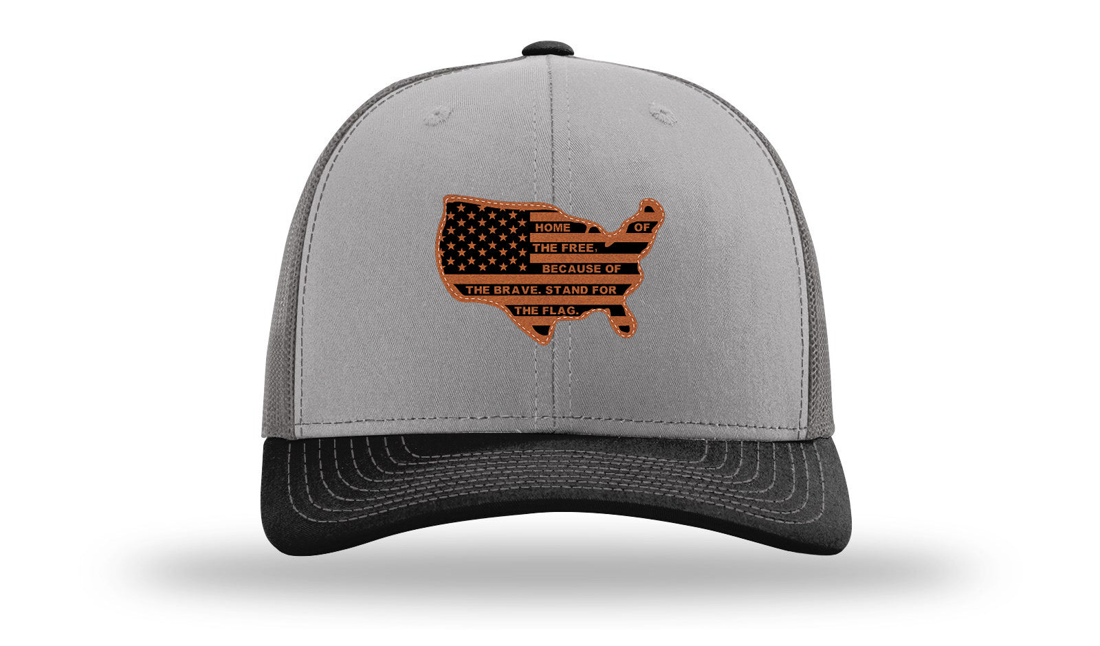Home Of The Free Cutout Leather Patch Richardson 112 Hat-Grey / Charcoal / Black