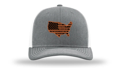 Home Of The Free Cutout Leather Patch Richardson 112 Hat-Heather Grey / White