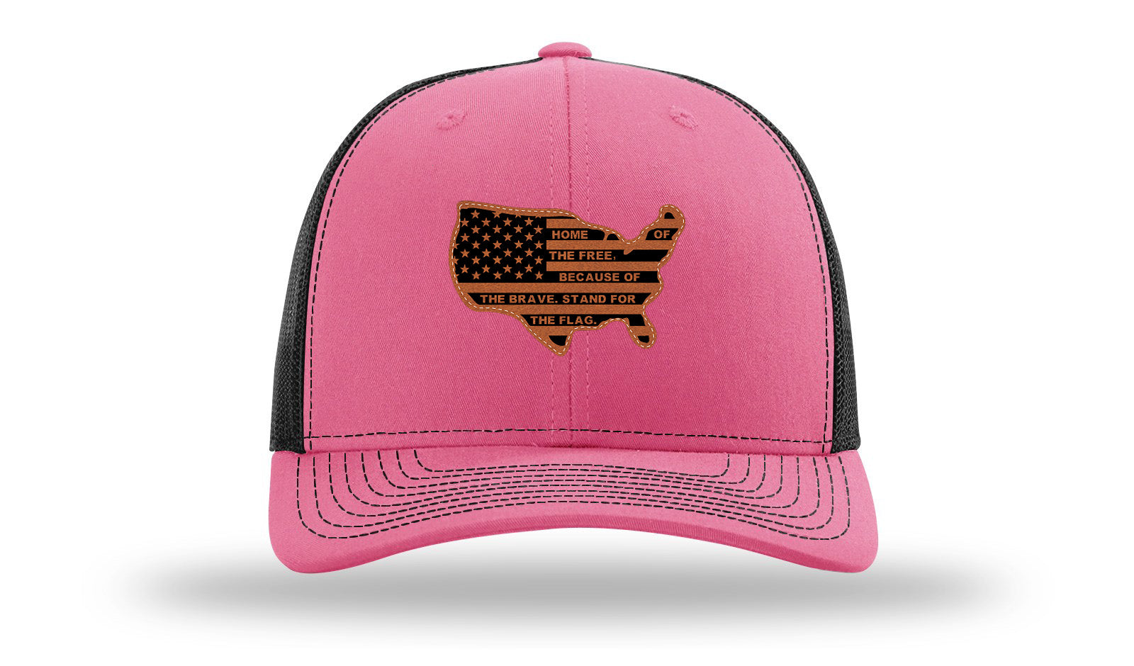Home Of The Free Cutout Leather Patch Richardson 112 Hat-Hot Pink / Black