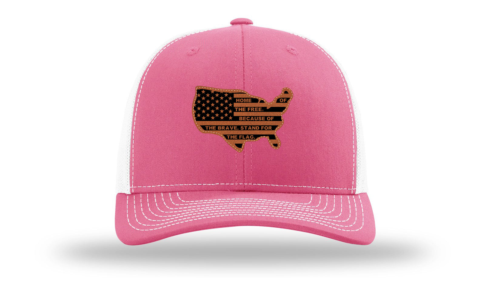 Home Of The Free Cutout Leather Patch Richardson 112 Hat-Hot Pink / White