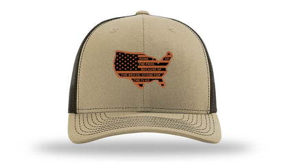 Home Of The Free Cutout Leather Patch Richardson 112 Hat-Khaki / Coffee
