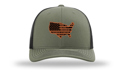 Home Of The Free Cutout Leather Patch Richardson 112 Hat-Loden / Black