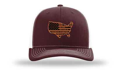 Home Of The Free Cutout Leather Patch Richardson 112 Hat-Maronn / White