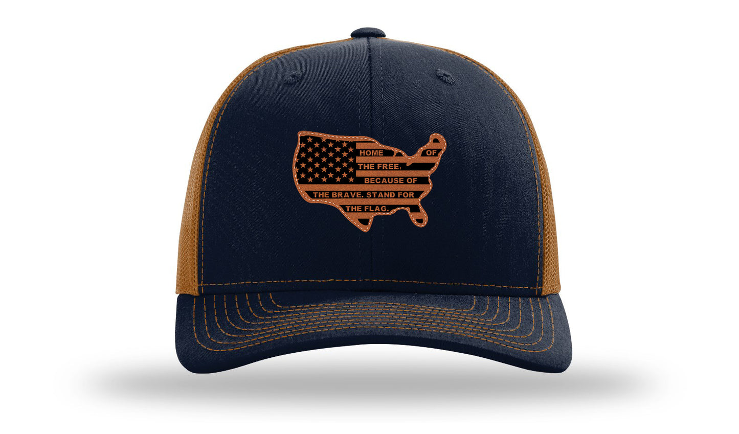 Home Of The Free Cutout Leather Patch Richardson 112 Hat-Navy / Charcoal