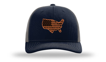 Home Of The Free Cutout Leather Patch Richardson 112 Hat-Navy /  Khaki