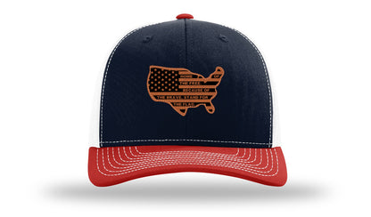 Home Of The Free Cutout Leather Patch Richardson 112 Hat-Navy / White / Red