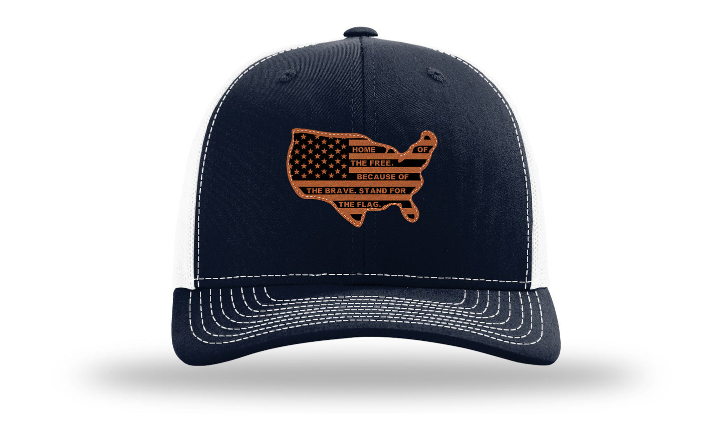 Home Of The Free Cutout Leather Patch Richardson 112 Hat-Navy / White