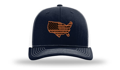 Home Of The Free Cutout Leather Patch Richardson 112 Hat-Navy / White