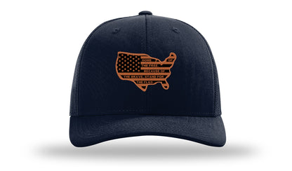 Home Of The Free Cutout Leather Patch Richardson 112 Hat-Navy