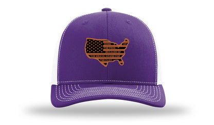 Home Of The Free Cutout Leather Patch Richardson 112 Hat-Purple / White