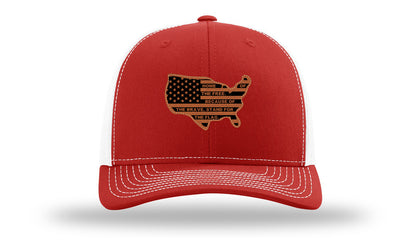 Home Of The Free Cutout Leather Patch Richardson 112 Hat-Red / White