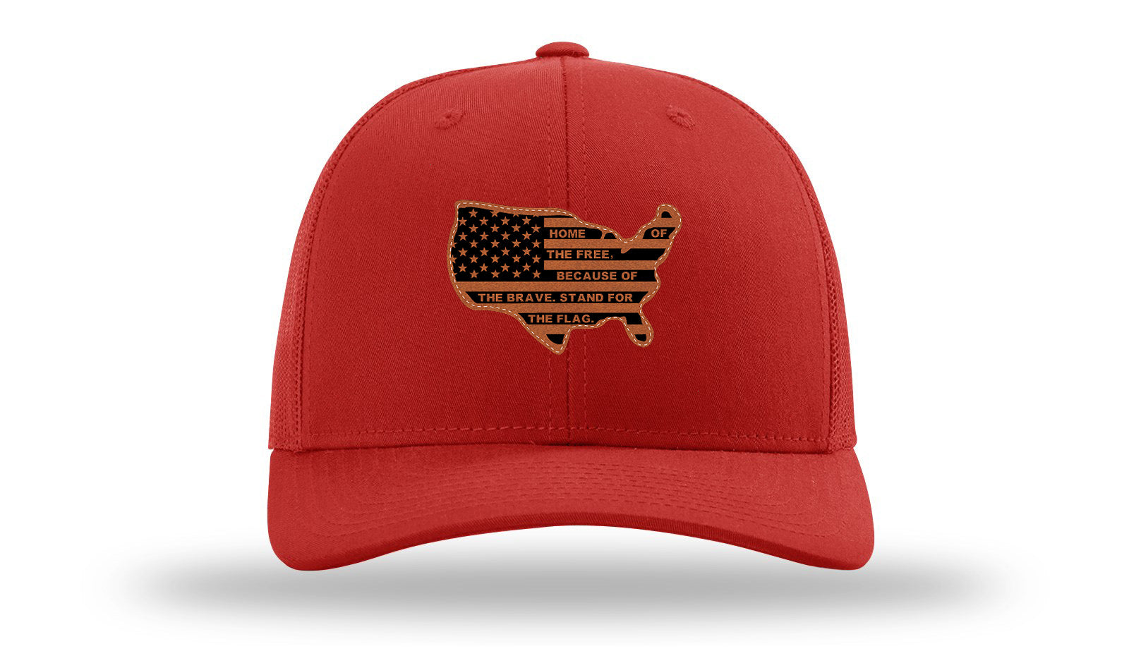 Home Of The Free Cutout Leather Patch Richardson 112 Hat-Red