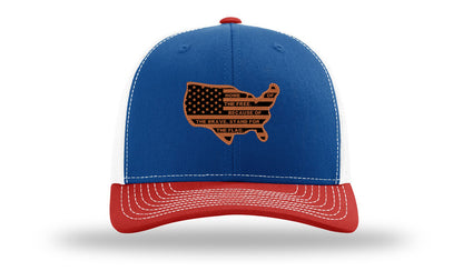 Home Of The Free Cutout Leather Patch Richardson 112 Hat-Royal / White / Red