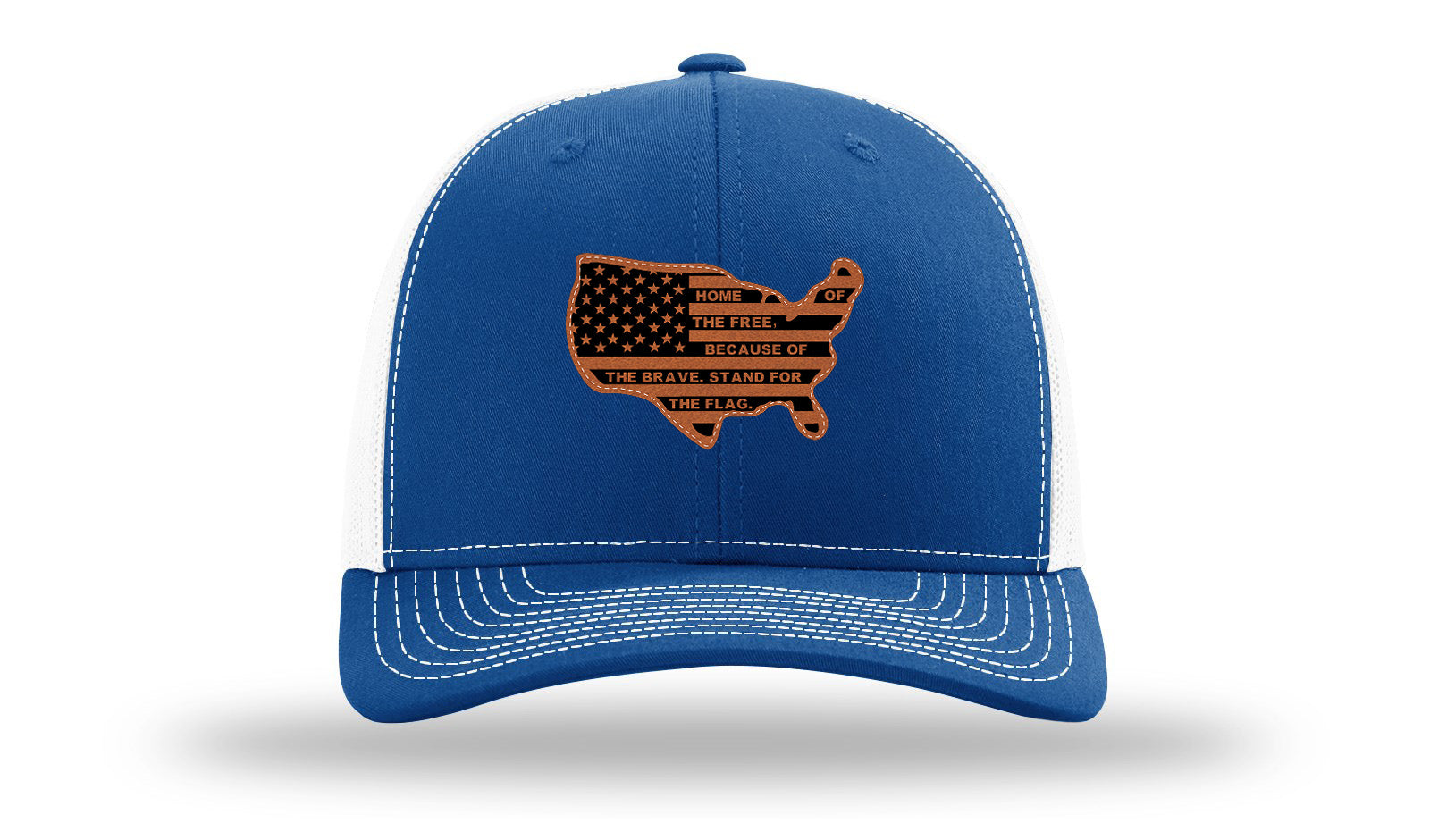 Home Of The Free Cutout Leather Patch Richardson 112 Hat-Royal / White