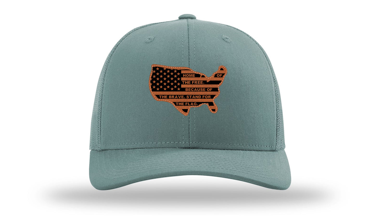Home Of The Free Cutout Leather Patch Richardson 112 Hat-Smoke Blue