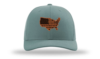 Home Of The Free Cutout Leather Patch Richardson 112 Hat-Smoke Blue