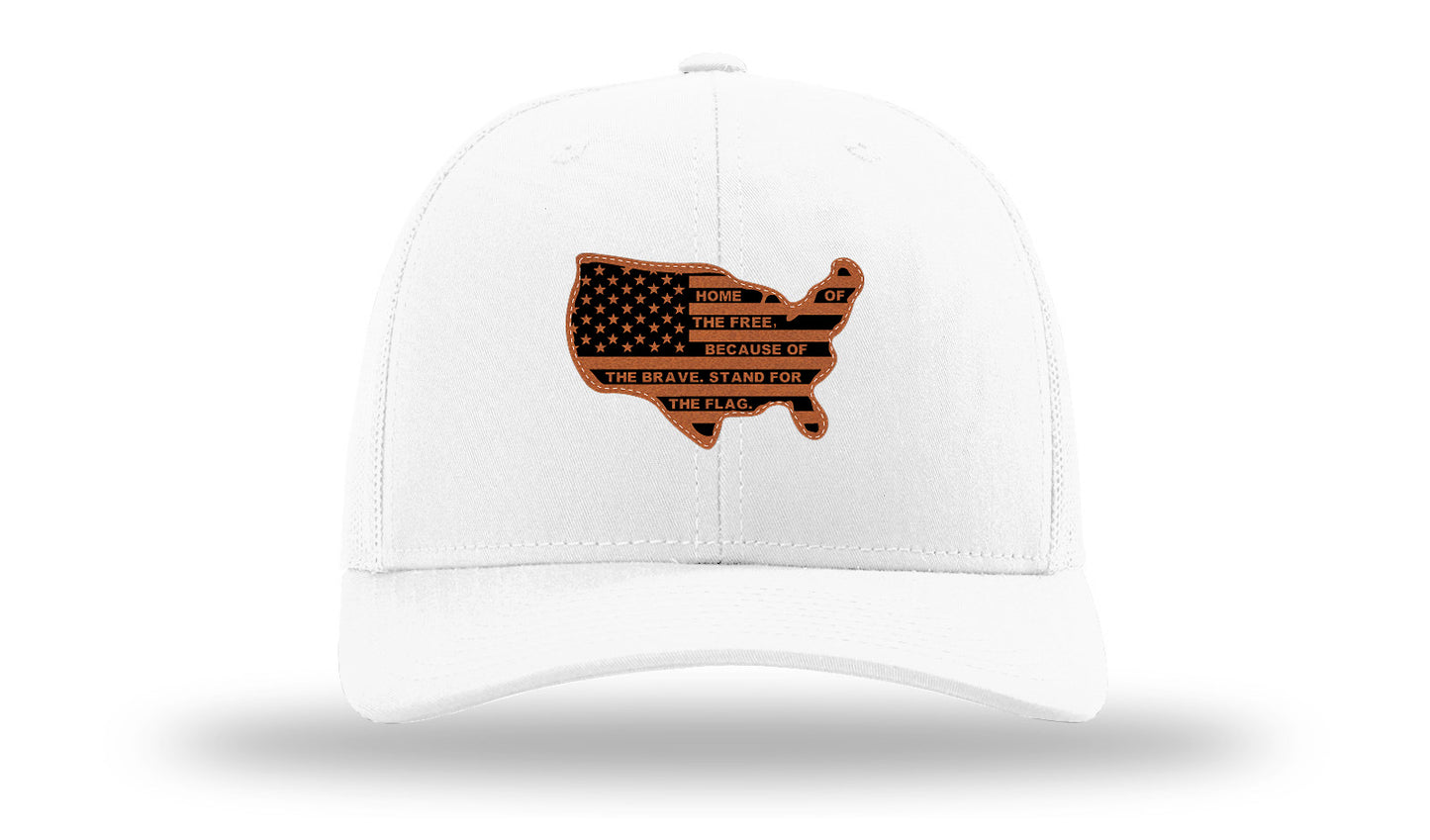 Home Of The Free Cutout Leather Patch Richardson 112 Hat-White