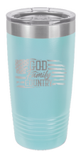 Load image into Gallery viewer, God, Family, Country Flag Laser Engraved Tumbler (Etched)
