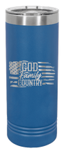 Load image into Gallery viewer, God Family Country Laser Engraved Skinny Tumbler (Etched)
