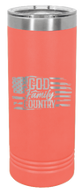 Load image into Gallery viewer, God Family Country Laser Engraved Skinny Tumbler (Etched)
