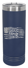 Load image into Gallery viewer, God Family Country Laser Engraved Skinny Tumbler (Etched)
