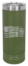 Load image into Gallery viewer, God Family Country Laser Engraved Skinny Tumbler (Etched)
