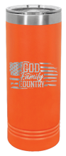 Load image into Gallery viewer, God Family Country Laser Engraved Skinny Tumbler (Etched)
