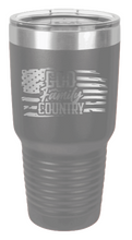 Load image into Gallery viewer, God, Family, Country Flag Laser Engraved Tumbler (Etched)
