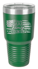 Load image into Gallery viewer, God, Family, Country Flag Laser Engraved Tumbler (Etched)
