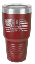 Load image into Gallery viewer, God, Family, Country Flag Laser Engraved Tumbler (Etched)
