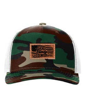 Load image into Gallery viewer, God Family Country Leather Patch Richardson 112 Duck Camo Hat
