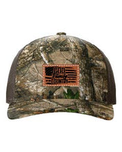 Load image into Gallery viewer, God Family Country Leather Patch Richardson 112 Duck Camo Hat
