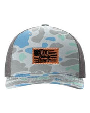 Load image into Gallery viewer, God Family Country Leather Patch Richardson 112 Duck Camo Hat
