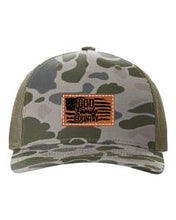 Load image into Gallery viewer, God Family Country Leather Patch Richardson 112 Duck Camo Hat
