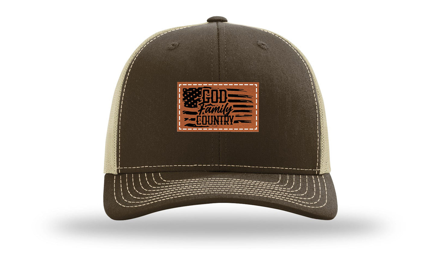God Family Country Leather Patch Richardson 112 Hat