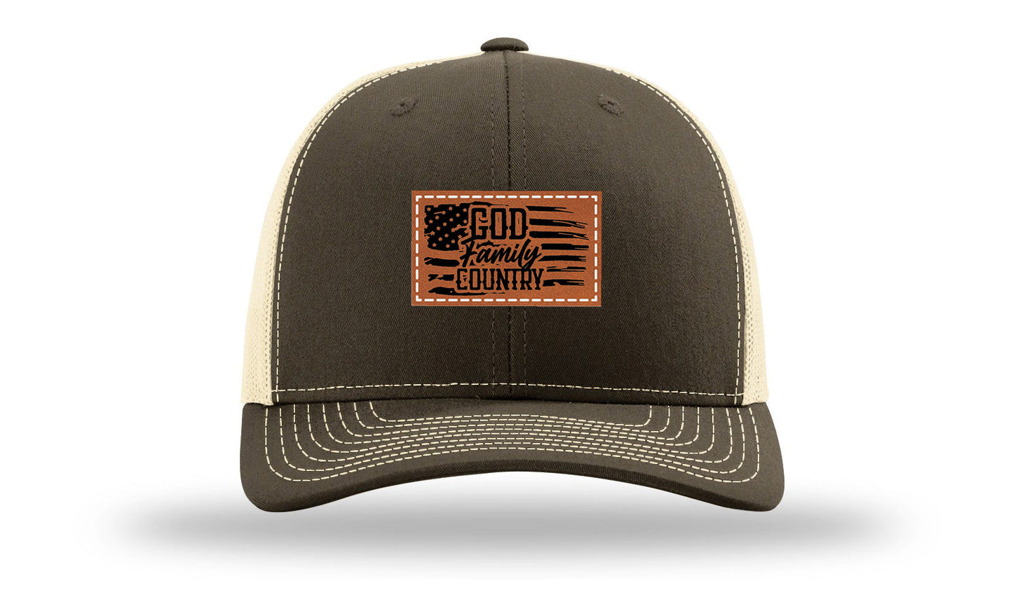 God Family Country Leather Patch Richardson 112 Hat
