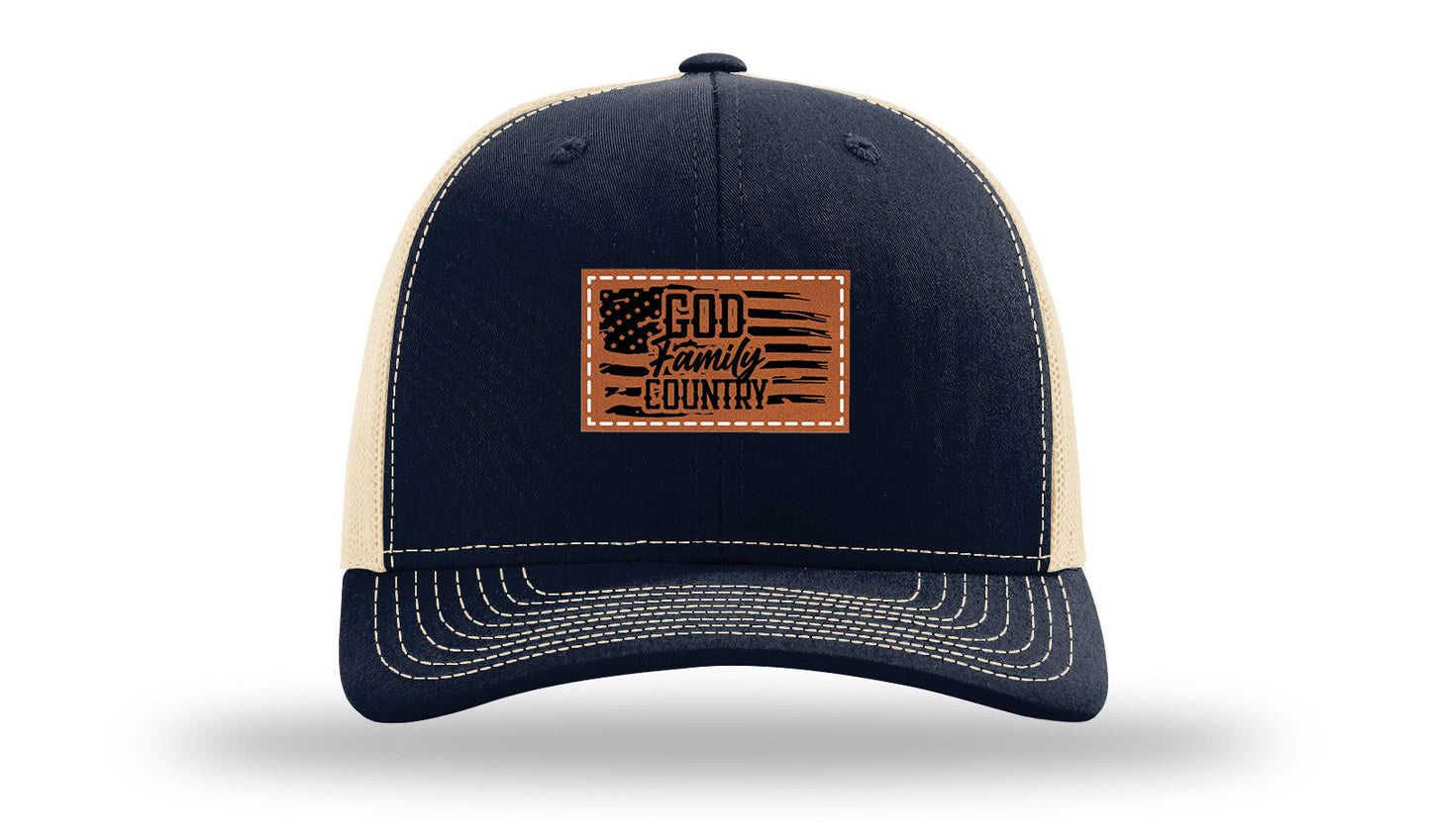 God Family Country Leather Patch Richardson 112 Hat