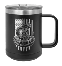 Load image into Gallery viewer, Don&#39;t Tread On Me Snake Laser Engraved Mug (Etched)
