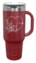 Load image into Gallery viewer, Heart Flower Stethoscope 40oz Handle Mug Laser Engraved
